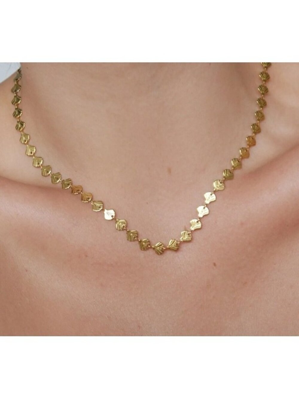 Sparkly Shell Chain Necklace WATERPROOF Gold Necklace Vacation Jewelry Resort
